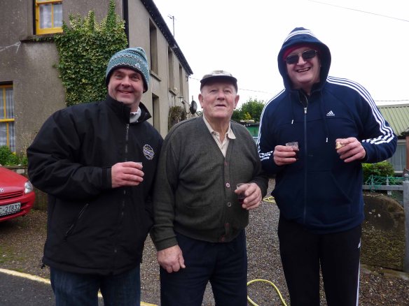Bernard, Jimmy Long & Damian outside Jimmy's house
