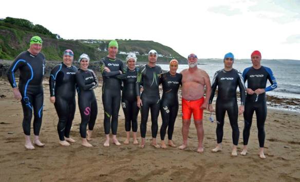 Some of the new swimmers in 2014 with Eilis and Mike Harris.