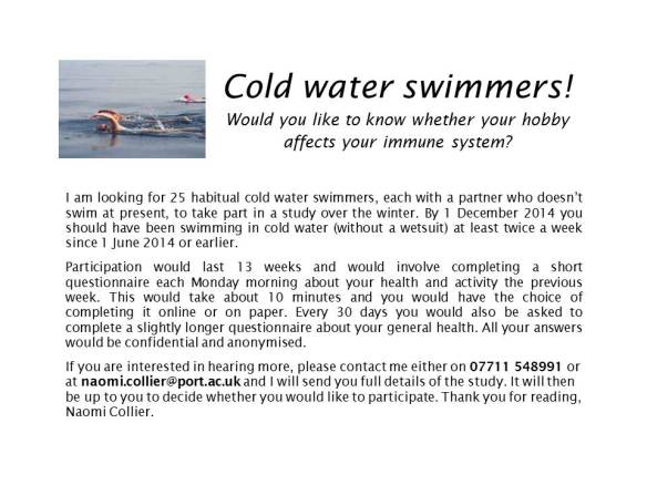 Cold water swimmers advertisement