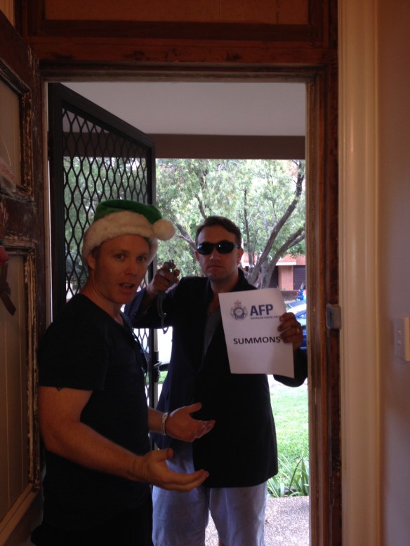 Daniel Cregan-Condon in shock as the AFP raid the gaff.