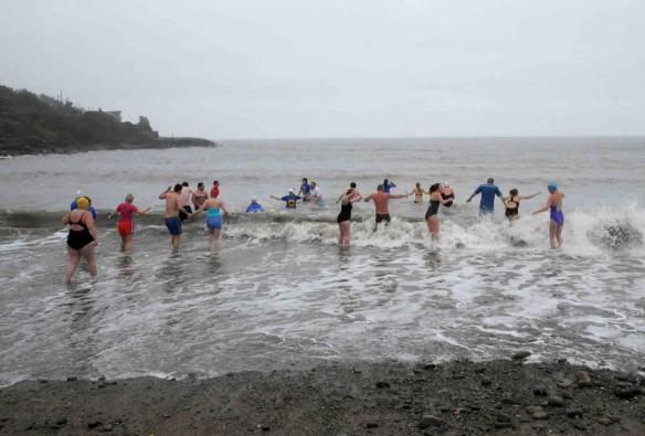 Open water, sea swimming in Cork, Ireland.