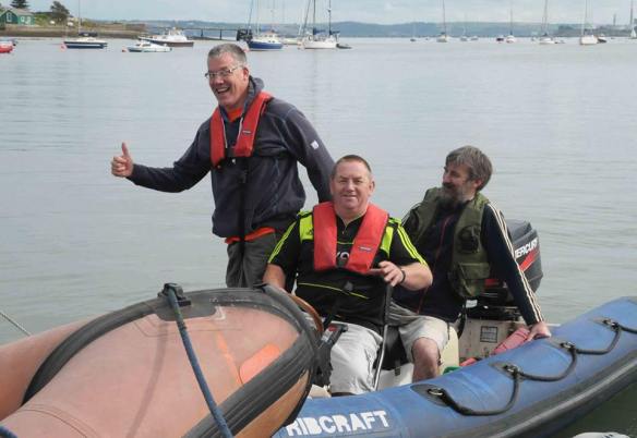 Liam arriving at the start of the swim. Just look at him - you'd know he was up to something.