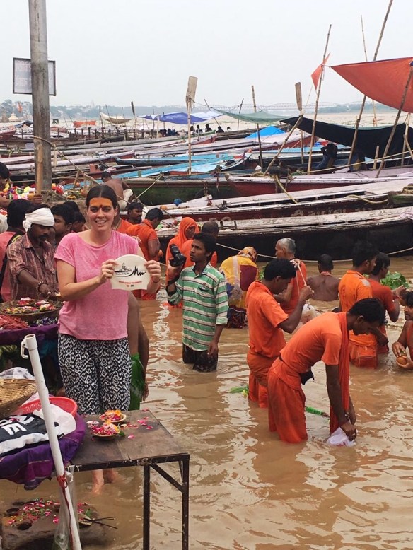 The Hat with Claire Canning in the Ganges.  Look at the local version of Siobhan Russell just behind her!