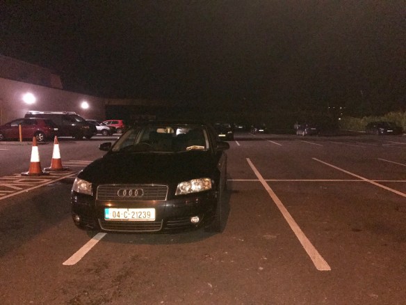 Loosely parked Audi prior to much-needed swim class therapy this week.